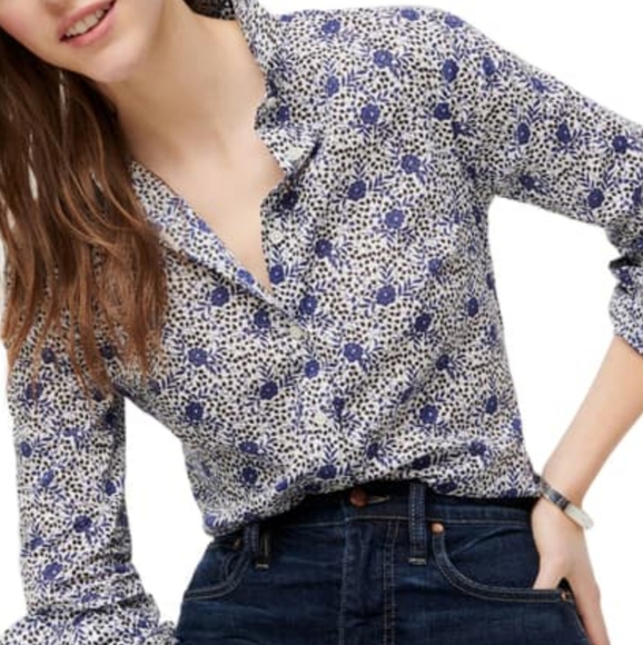 J. Crew Tops - J.Crew Liberty Fabric Slim Straight Button…